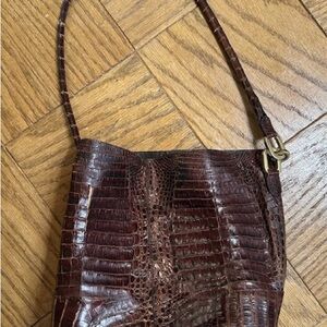 Encueros de Columbia Cognac Crocodile Shoulder Bag